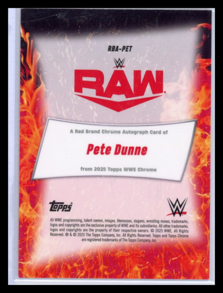 Pete Dunne - 2025 Topps WWE Chrome Red Auto 5/5