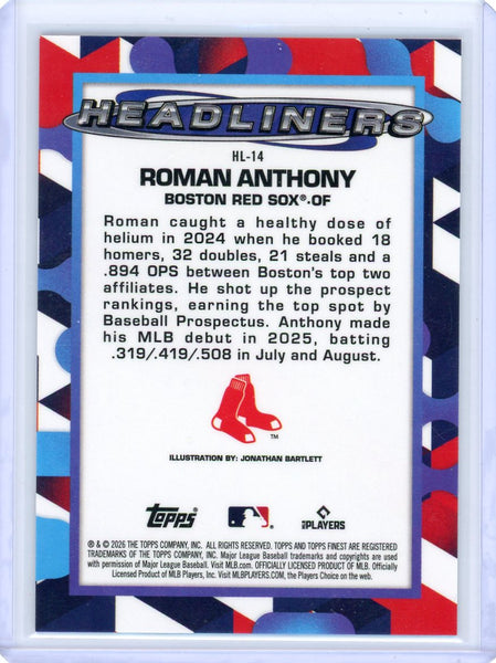 Roman Anthony - 2026 Topps Finest Headliners Rookie CASE HIT