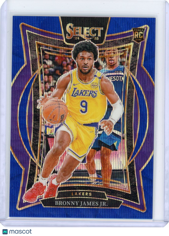 Bronny James Jr. - 2024-25 Panini Select Prizm 2025 Blue Wave 47/75 Rookie 90