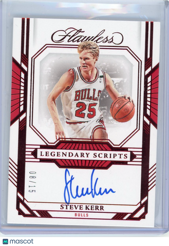 Steve Kerr - 2022-23 Panini Flawless 2023 Autograph Red Legendary Scripts 08/15