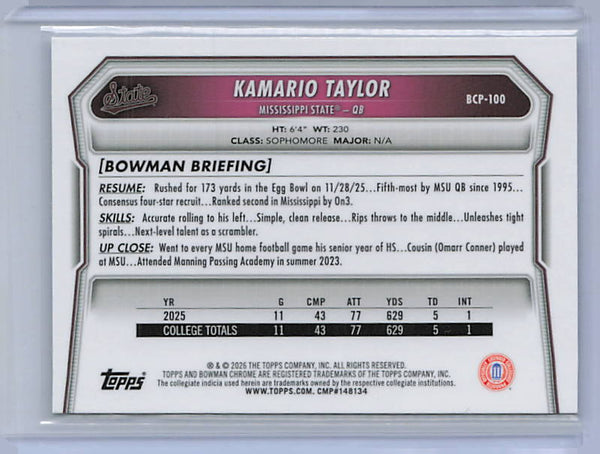 Kamario Taylor - 2026 Bowman Chrome Mega Prospects