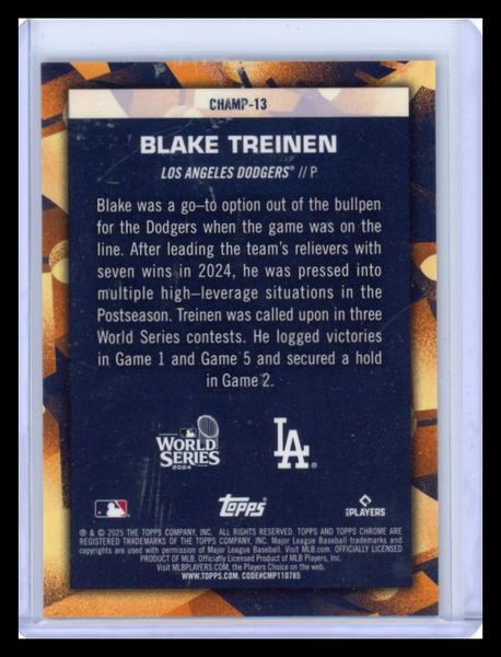 Blake Treinen - 2024 Topps Chrome World Series Champions Gold Refractor /50