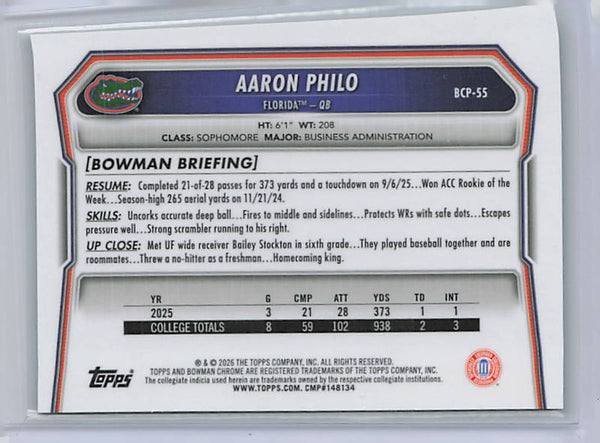 Aaron Philo - 2026 Bowman Chrome Green Reptillian Refractor /99