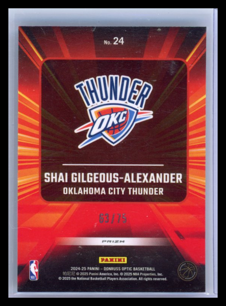 Shai Gilgeous-Alexander - 2024-25  Donruss Optic Express Lane Red Shimmer 63/75