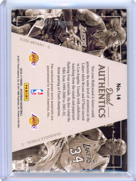 Shaquille O'Neal Kobe Bryant - 2016-17 Aficionado Dual Authentics Patch 8/25