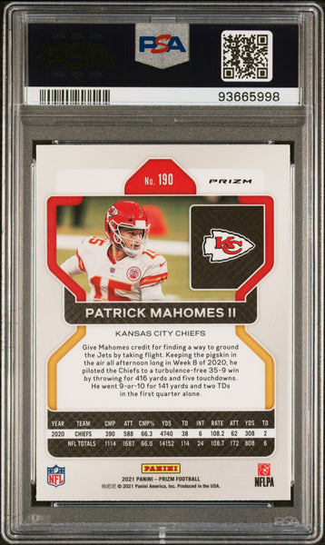 Patrick Mahomes II - 2021 Panini Prizm #190 PSA 8