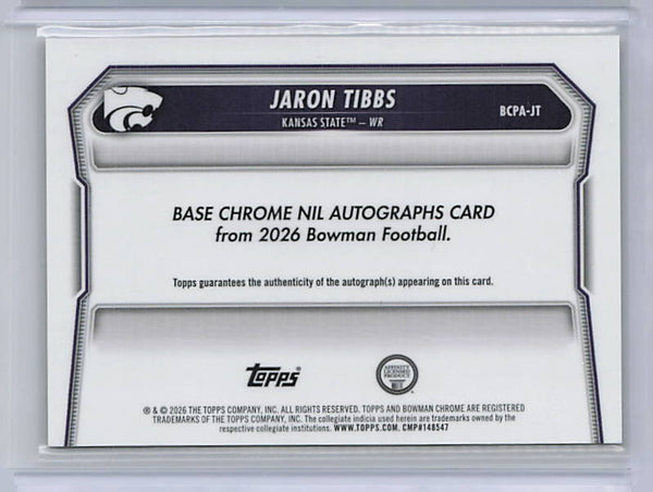 Jaron Tibbs - 2026 Bowman Chrome Gold Refractor Auto /50
