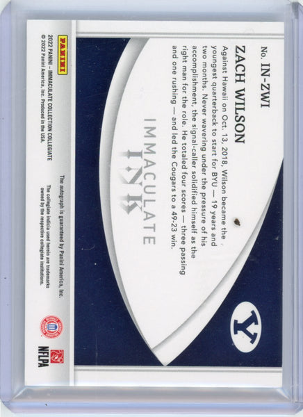 Zach Wilson 2021 Immaculate Ink Green Rookie Auto /5