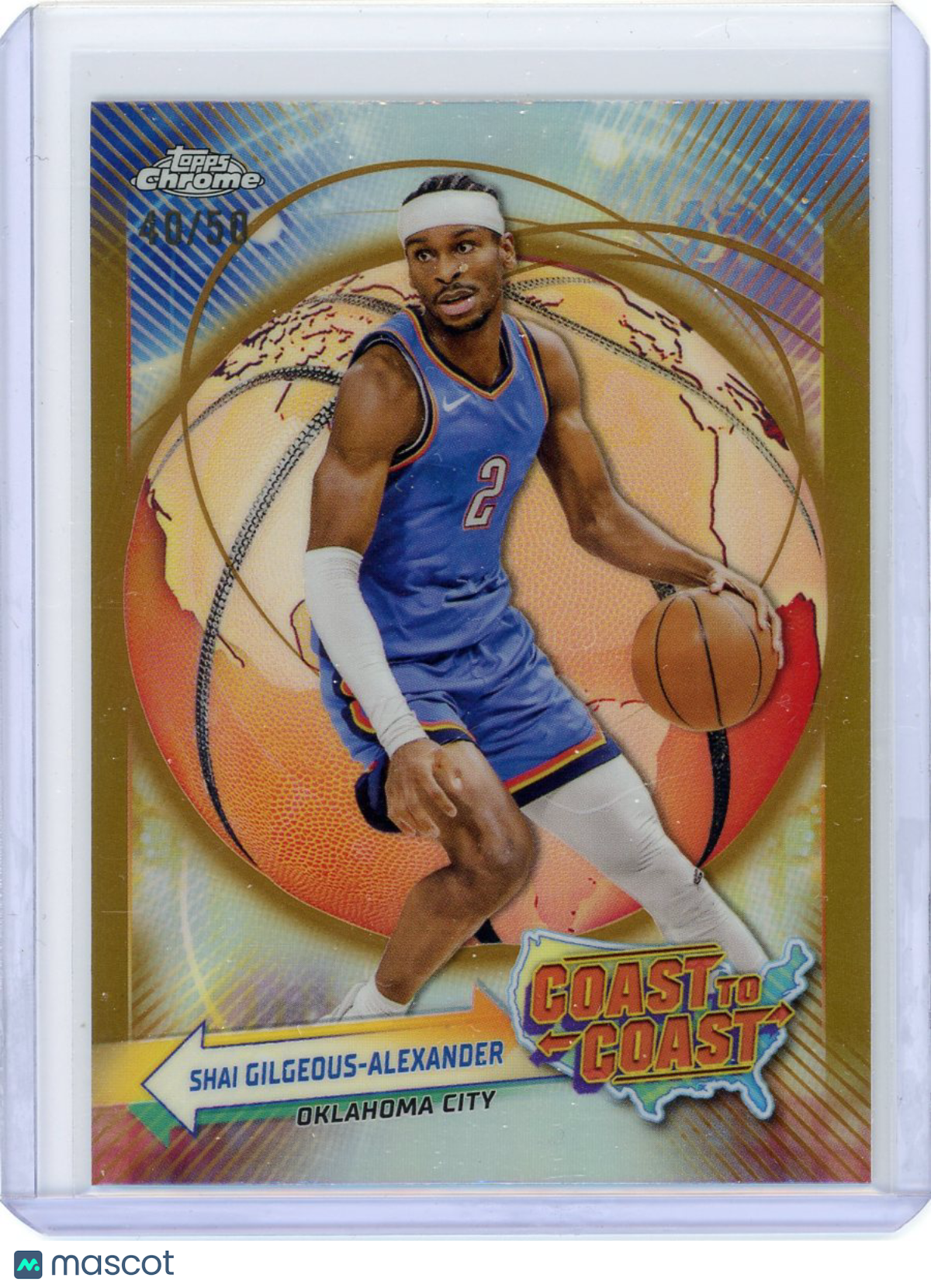 Shai Gilgeous-Alexander - 2024 Topps Chrome Coast Gold Refractor 40/50 CC24