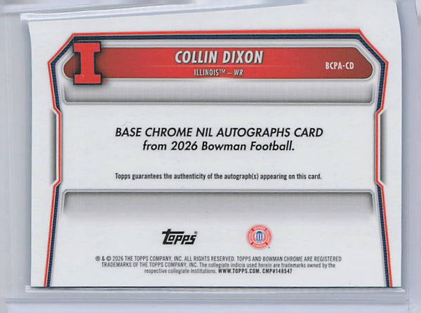 Collin Dixon- 2026 Bowman Chrome Blue Refractor Auto /150