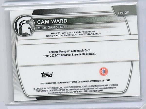 Cam Ward - 2025-26 Bowman Chrome Speckle Auto /299