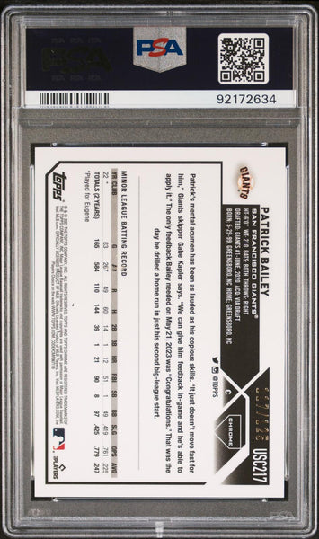 Patrick Bailey - 2023 Topps Chrome Update #USC217 PSA 9