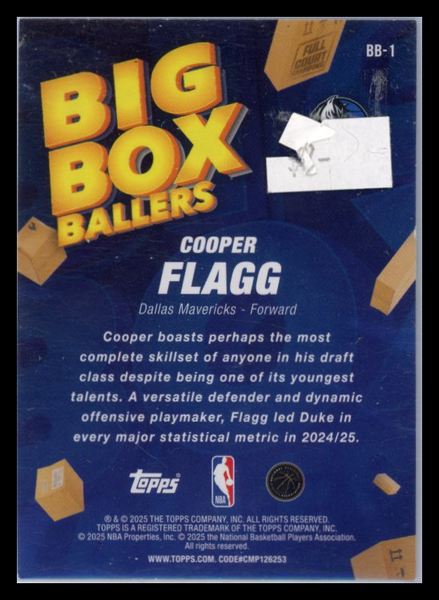Cooper Flagg - 2025 Topps Big Box Ballers Yellow Rookie