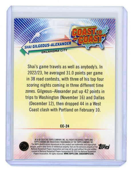Shai Gilgeous-Alexander - 2024 Topps Chrome Coast Gold Refractor 40/50 CC24