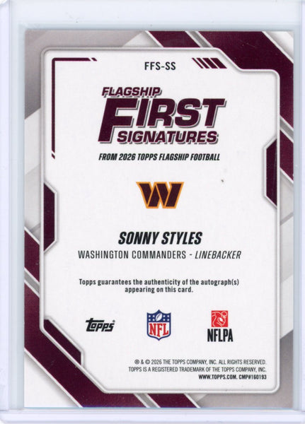 Sonny Styles - 2026 Topps First Flagship Signatures Rookie Auto