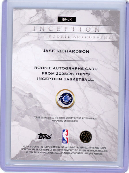 Jase Richardson - 2025-26 Inception Rookie Auto Black /10
