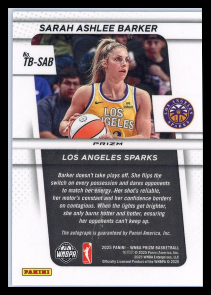 Sarah Ashlee Barker - 2025 Panini Prizm WNBA Silver Throwback Auto
