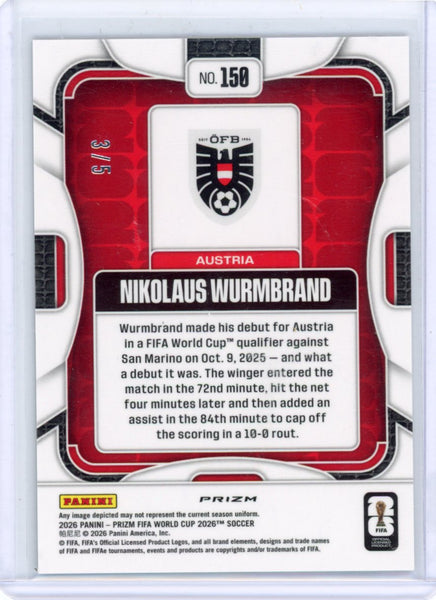 Nikolaus Wurmbrand - 2026 Prizm World Cup Green Rookie 3/5