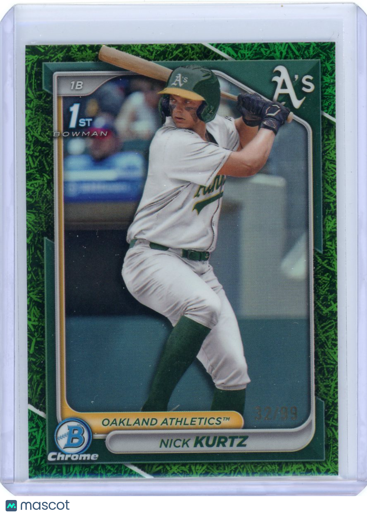 Nick Kurtz - 2024 1st Bowman Chrome Topps Green Grass Refractor 32/99 Athletics
