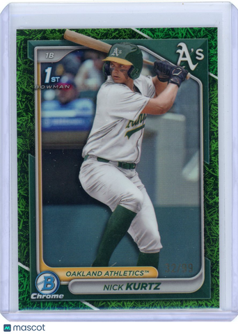 Nick Kurtz - 2024 1st Bowman Chrome Topps Green Grass Refractor 32/99 Athletics