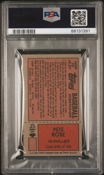 Pete Rose - 1981 Topps Scratch-Offs #62 PSA 9