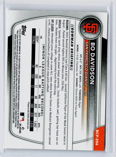 Bo Davidson - 2025 Bowman Chrome Gold Geometric #BCP-206 #/50