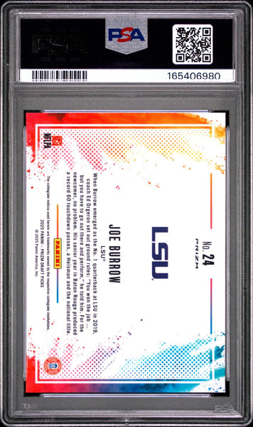 Joe Burrow - 2025 Panini Prizm Draft Picks Black Color Blast #24 PSA 10