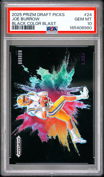 Joe Burrow - 2025 Panini Prizm Draft Picks Black Color Blast #24 PSA 10