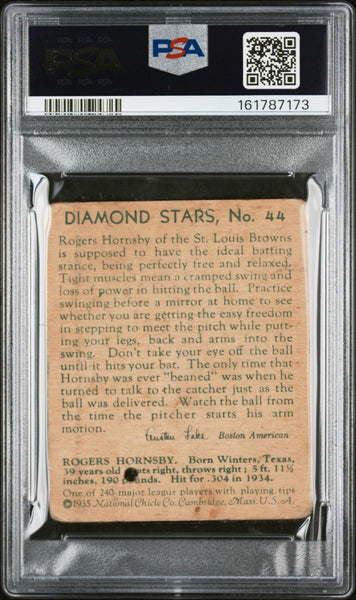 Rogers Hornsby - 1935 Diamond Stars #44 PSA 1