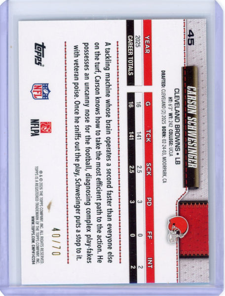 Carson Schwesinger - 2026 Topps Flagship Black /70
