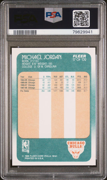 1988 Fleer #17 Michael Jordan PSA 8
