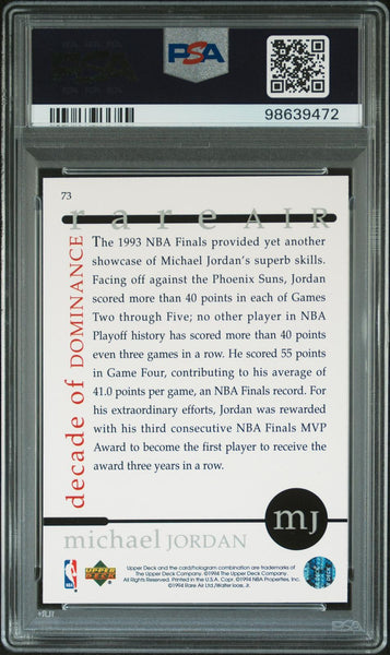 Michael Jordan - 1994 Upper Deck Mj Rare Air #73 Rare Air PSA 10