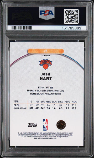 Josh Hart - 2025 Topps Finest Blue Geometric #28 PSA 9 36/75