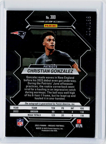 Christian Gonzalez - 2023 Panini Mosaic #300 Rookie Autographs Mosaic Red #/199