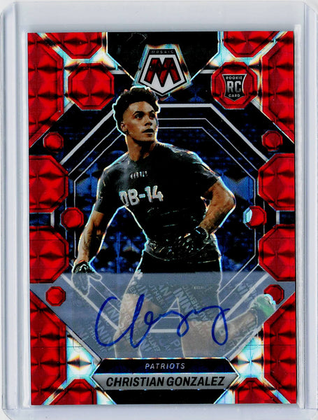 Christian Gonzalez - 2023 Panini Mosaic #300 Rookie Autographs Mosaic Red #/199