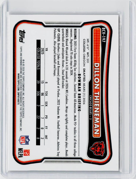 Dillon Thieneman - 2026 Bowman #BCV-197 Chrome Orange Refractor #/25