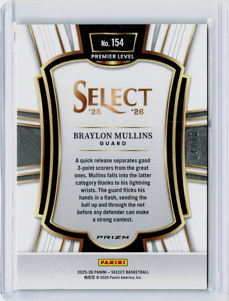 Braylon Mullins - 2025-26 Select Basketball Gold /10