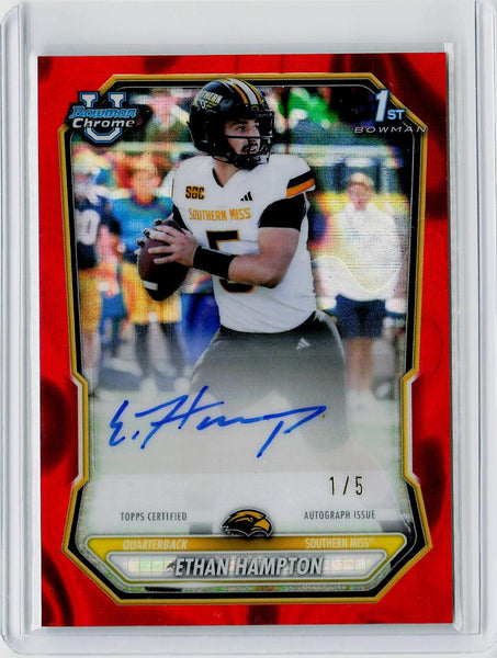 Ethan Hampton - 2026 Bowman #BCPA-EHA Chrome Prospect Auto Red Lava Refractor /5