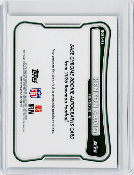 Kenyon Sadiq - 2026 Bowman #BCRA-KS Chrome Rookie Autographs