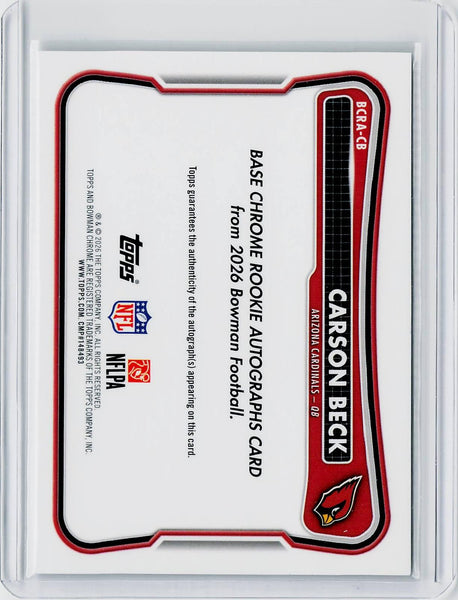 Carson Beck - 2026 Bowman #BCRA-CB Chrome Rookie Autographs