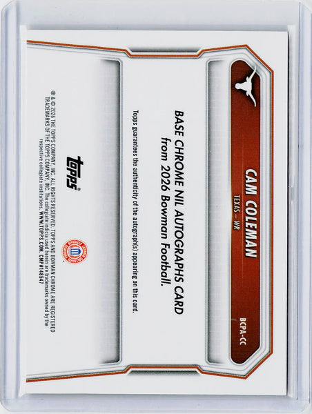 Cam Coleman - 2026 Bowman Chrome Prospect Auto Orange Geometric Refractor #/25