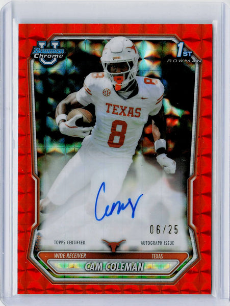 Cam Coleman - 2026 Bowman Chrome Prospect Auto Orange Geometric Refractor #/25