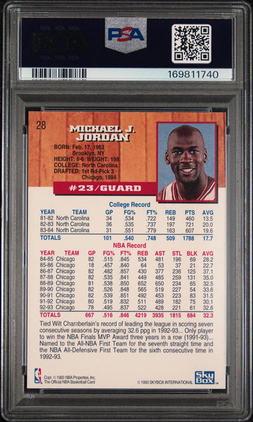 Michael Jordan - 1993 Hoops #28 PSA 10