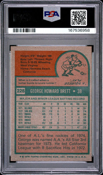 George Brett - 1975 Topps #228 PSA 4.5