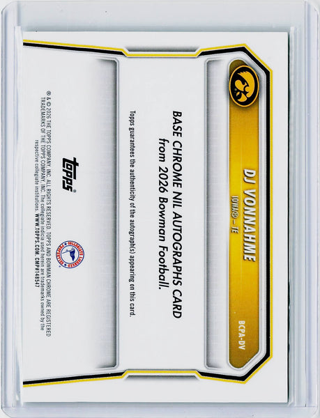 DJ Vonnahme - 2026 Bowman #BCP-65 Chrome Prospects Green Mojo Refractor #/99