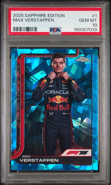 Max Verstappen - 2025 Topps Chrome Formula 1 Sapphire Edition #1 PSA 10
