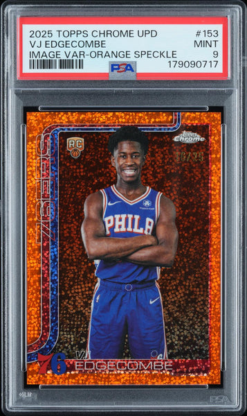 Vj Edgecombe - 2025 Topps Chrome Update #153 Image Var-Orange Speckle PSA 9