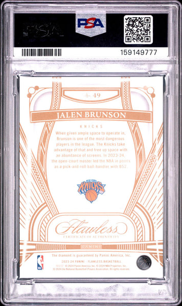 Jalen Brunson - 2023 Panini Flawless Gold #49 PSA 9 7/10