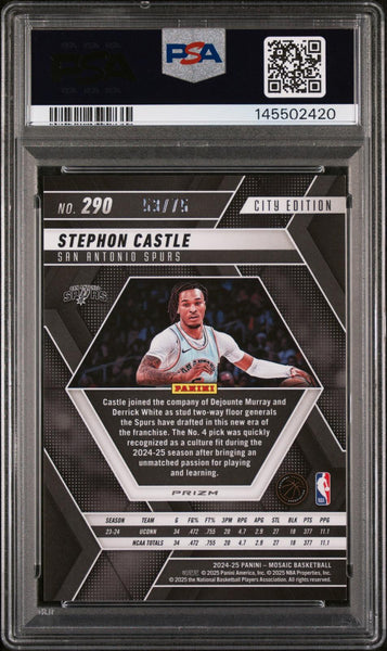 Stephon Castle - 2024 Panini Mosaic Red Fluorescent #290 PSA 8