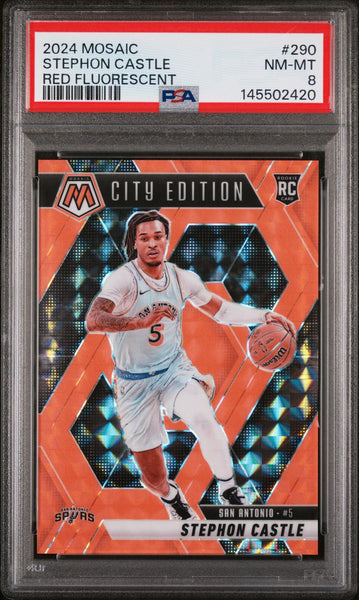 Stephon Castle - 2024 Panini Mosaic Red Fluorescent #290 PSA 8